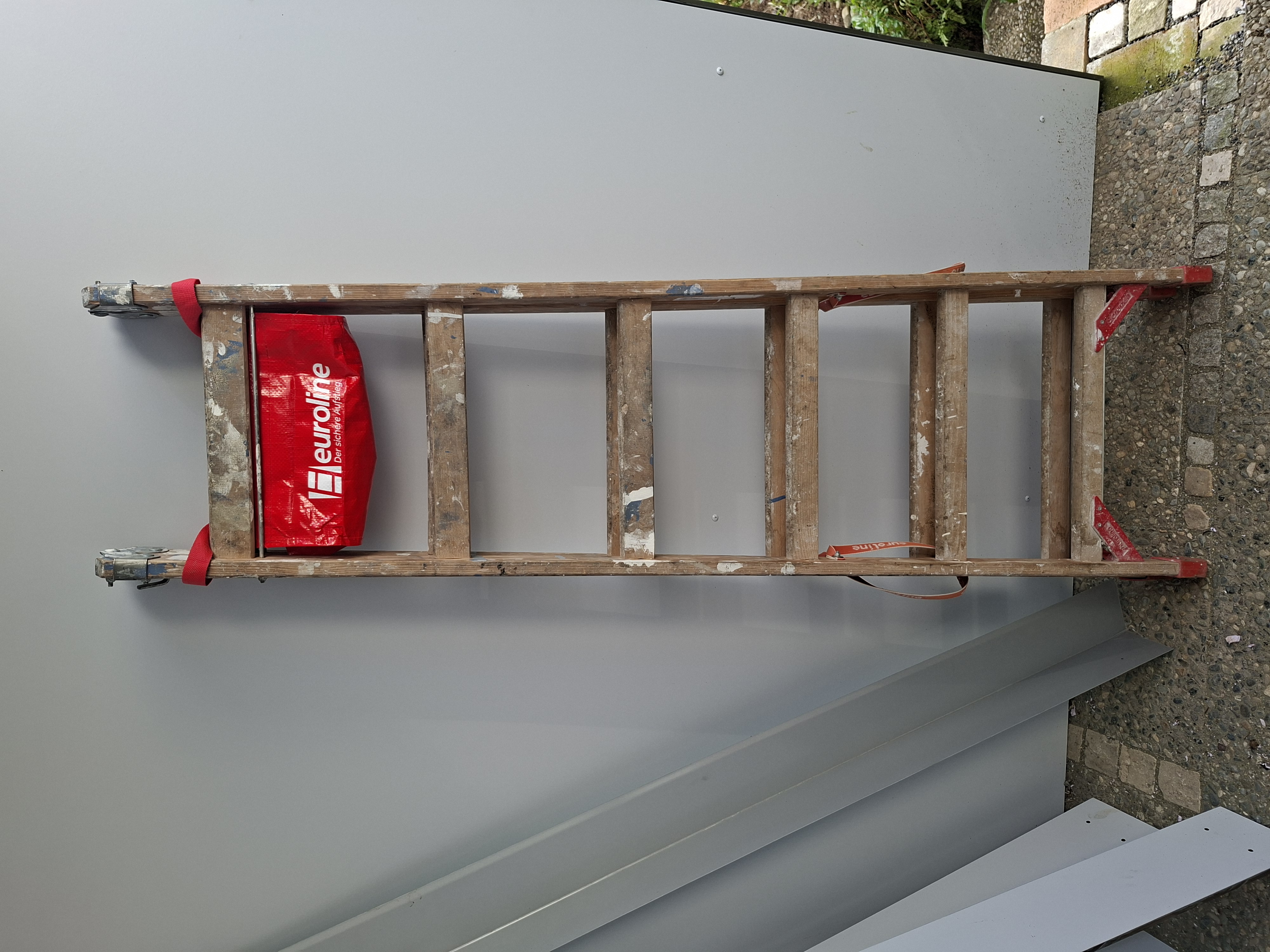 Euroline Stehleiter / Anlegeleiter – Holz, gebraucht